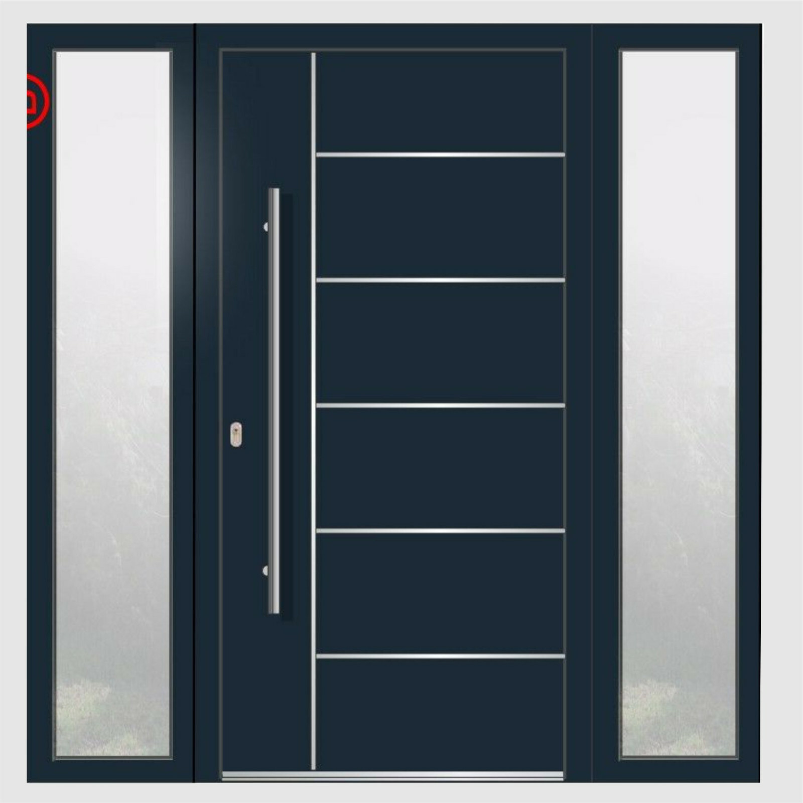 Haustür LA101+2 Seitenteile WH75N Aluminium mit Kunststoff